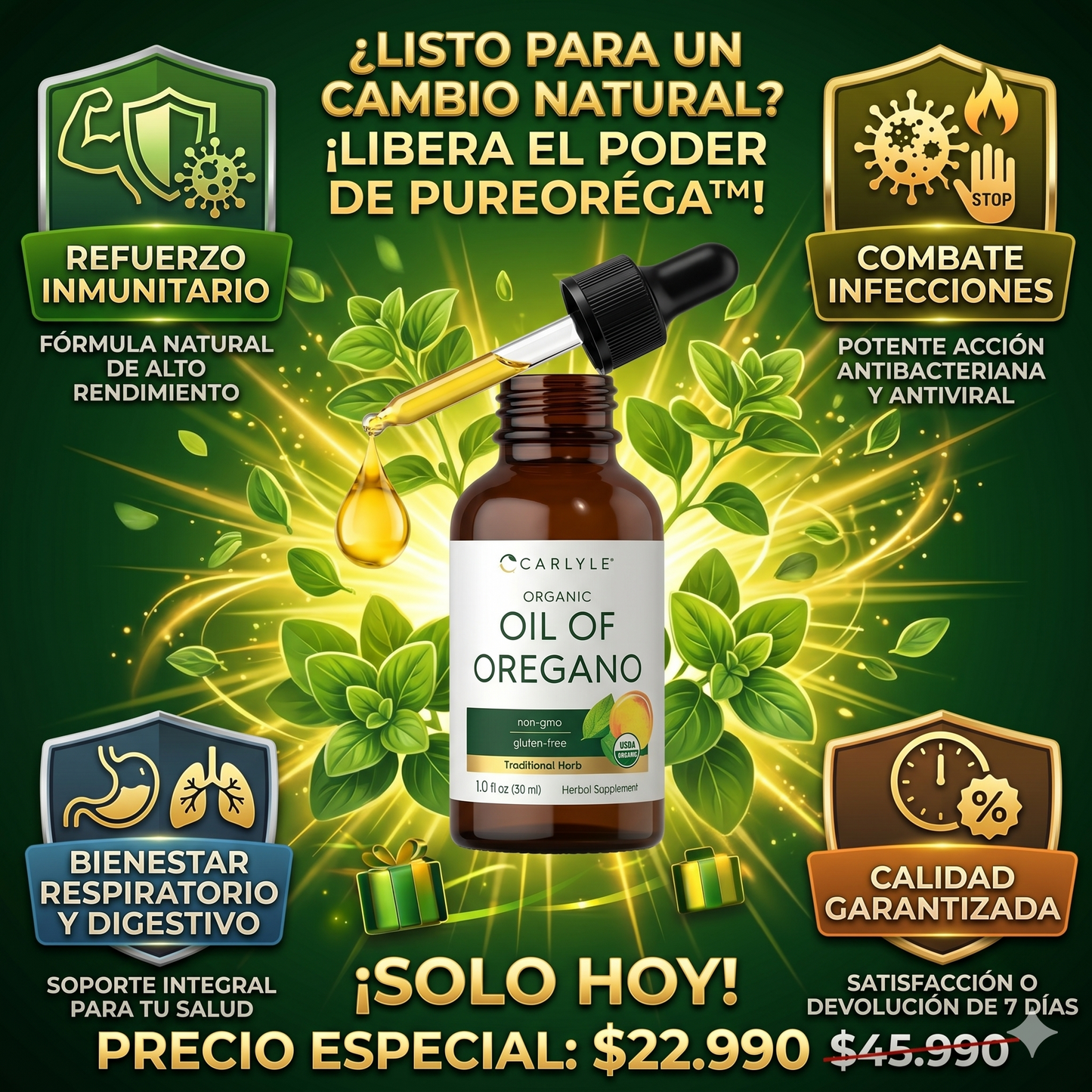 PureOréga™ – Inmunidad Blindada, Anti-Fúngico Natural y 100% Orgánico